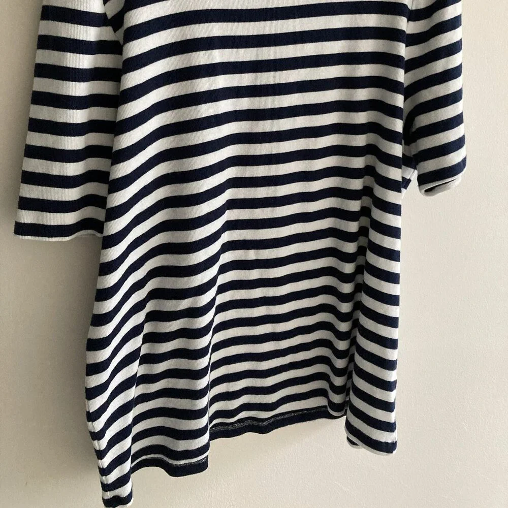 Nordstrom Rack White Navy Stripe Short Sleeve Shirt - Picture 2 of 8